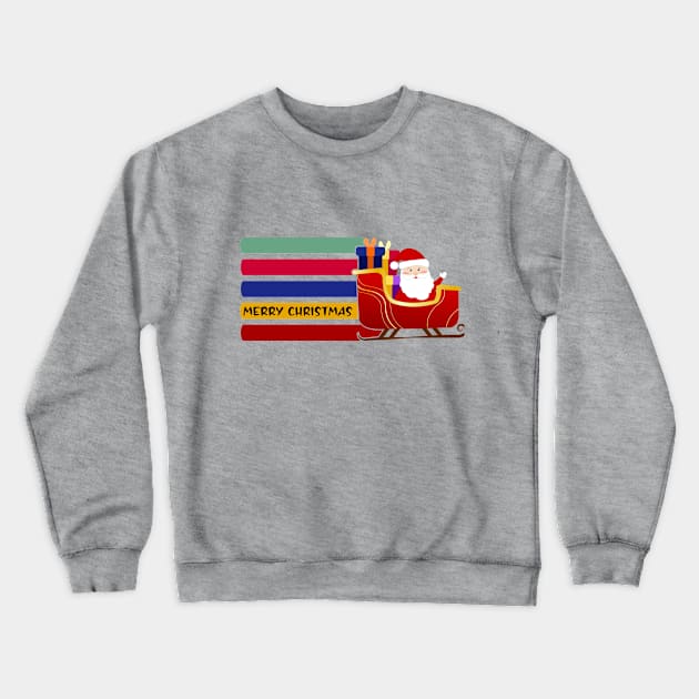 Merry Christmas Santa Sleigh rainbow Crewneck Sweatshirt by PersianFMts